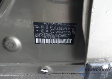 2022 Subaru Outback Limited from USA, damaged, VIN 4S4BTANC2N3245554